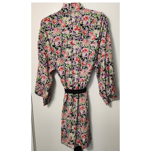 Victoria's Secret Floral Robe Gold Label Belted 3/4 Kimono Sleeve Vtg One Size - Picture 2 of 9